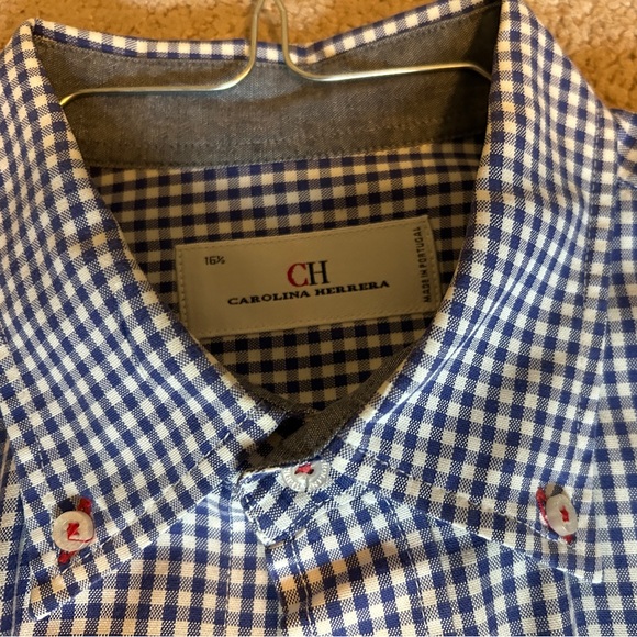 Carolina Herrera Blue and White Checkered Shirt - Picture 2 of 2